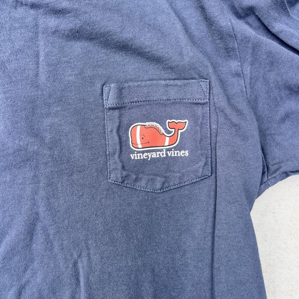 Vineyard Vines Boys Football Whale Long Sleeve Blue-Size M (12-14) - Picture 4 of 6